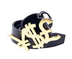 YEN DOLLAR POUND BELT BLACK